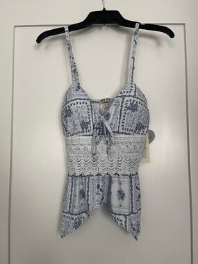 Blue and White Camisole Top